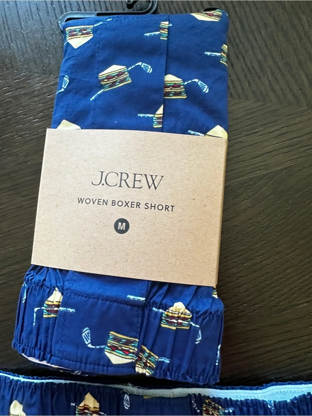 J.Crew Men’s Navy Woven Boxer Shorts - Burger Print